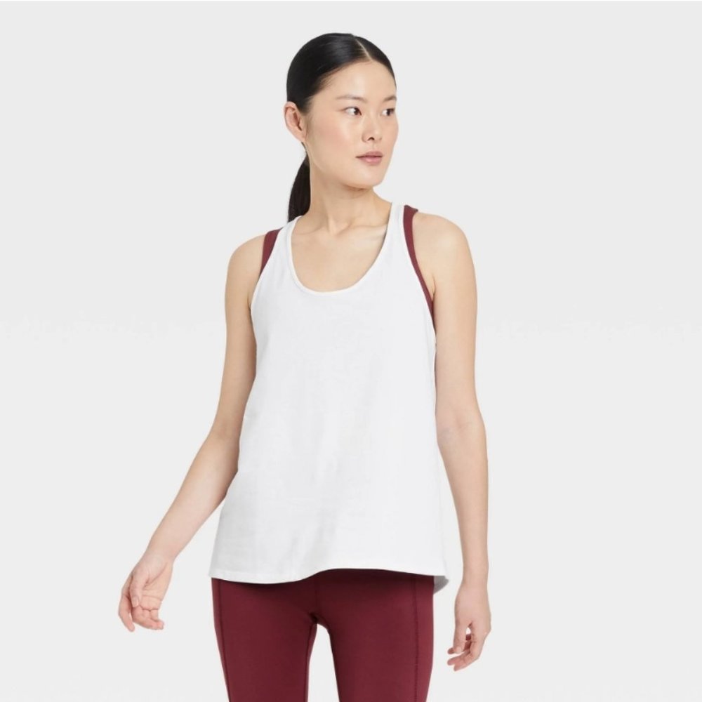 Women's Skinny Racerback Tank Top -All in Motion True White Size M New With Tags